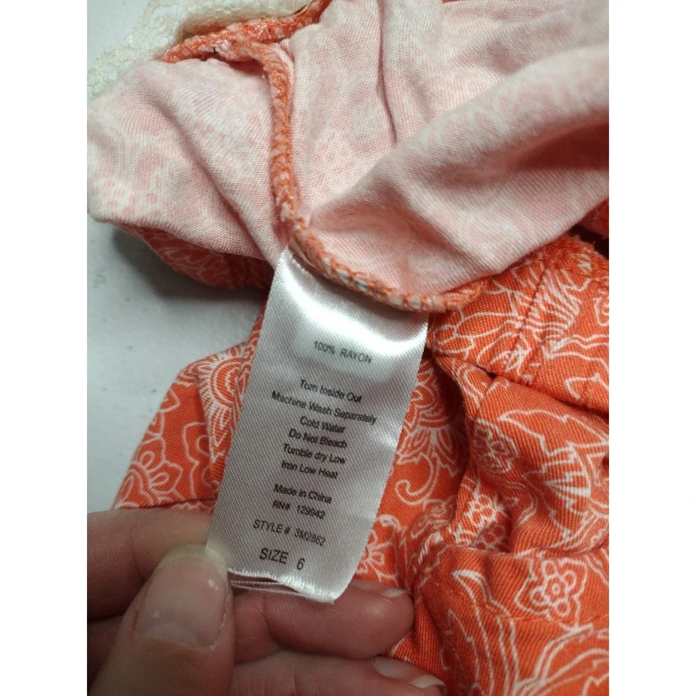 btween Girls Orange Floral Print Palazzo Pants‎ Size 6